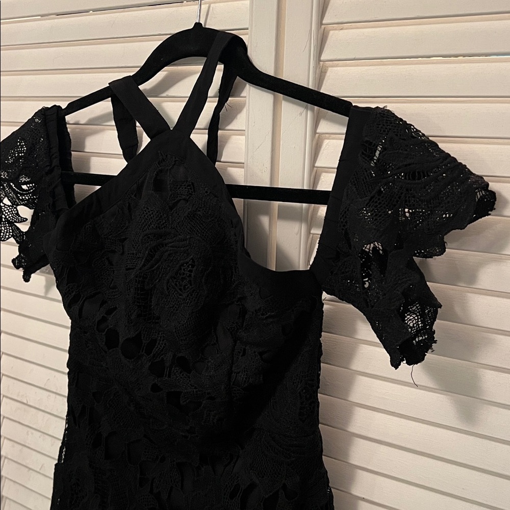 Lush Black Lace Mini Dress S - Picture 2 of 7